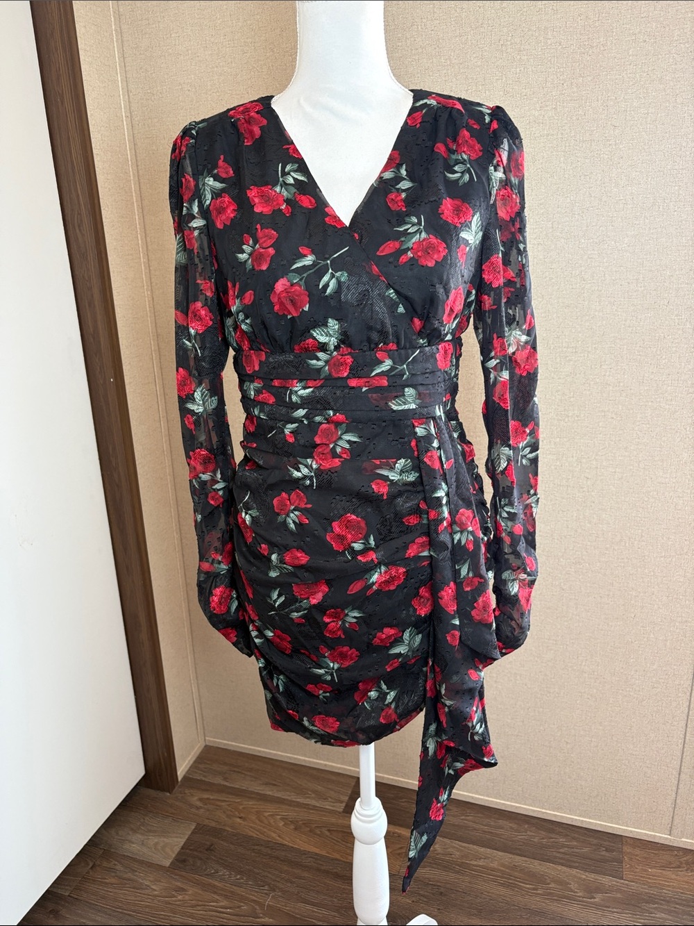 VICI Women Santa Fe Floral Chiffon Mini Dress M Date Night Romantic Goth Chic